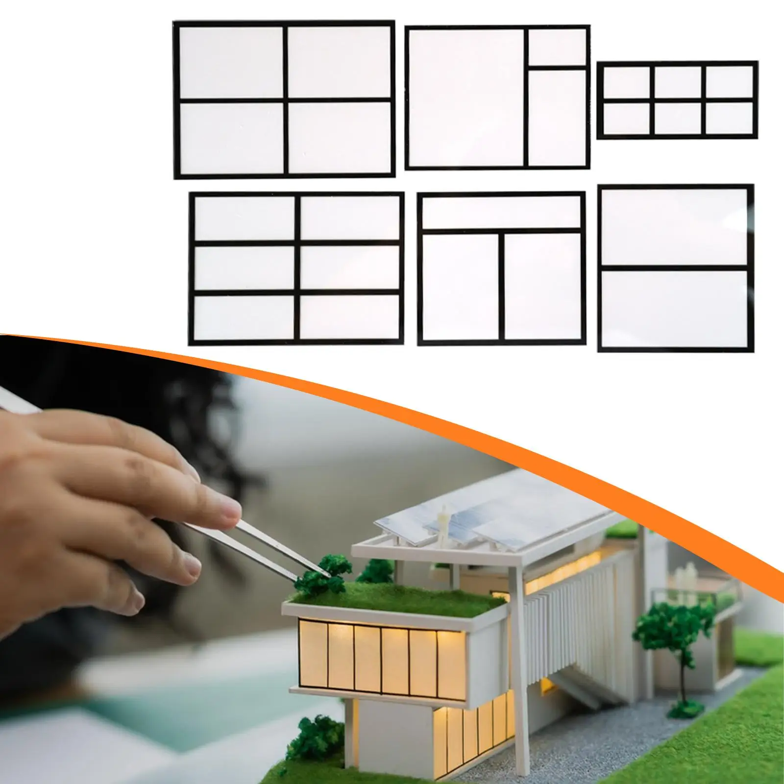 Acrylic Window Model Kit for Dollhouse Miniature Building Layout Materials Diorama Educational Creative Play Supplies