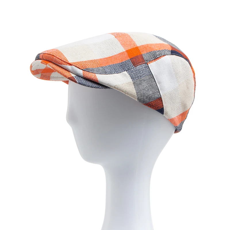 New Multicolour Plaid Beret Women Casual Sun Visor Flat Hat Vintage Fashion Berets Men Newsboy Caps Summer Button Adjustable