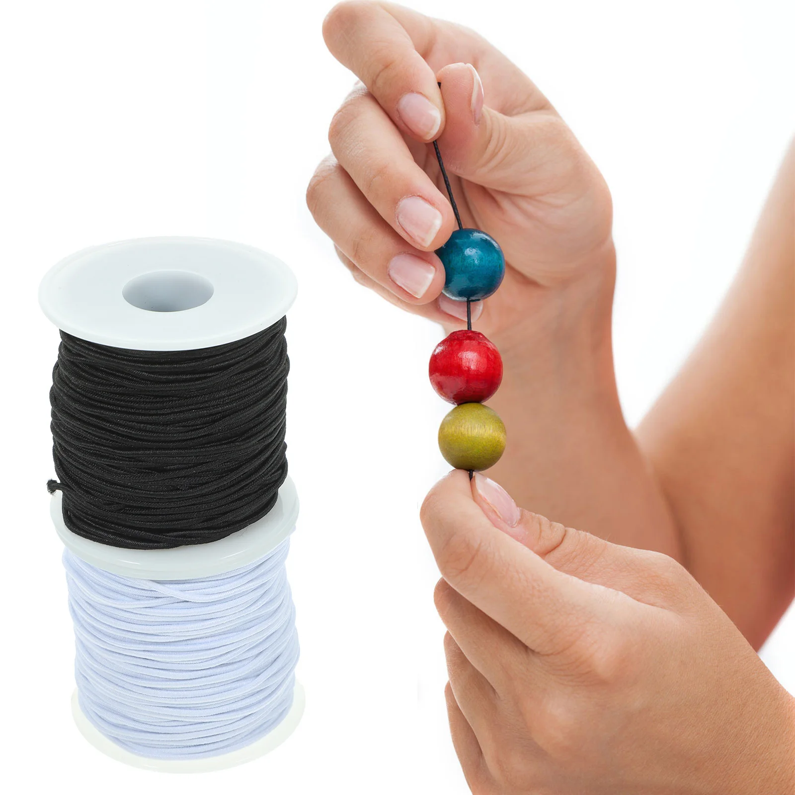 

Elastic Beading String DIY Bracelet Cord Jewelry Making Rope 2 Rolls for Pendant Choker Necklace Stretchy Bracelet Cord
