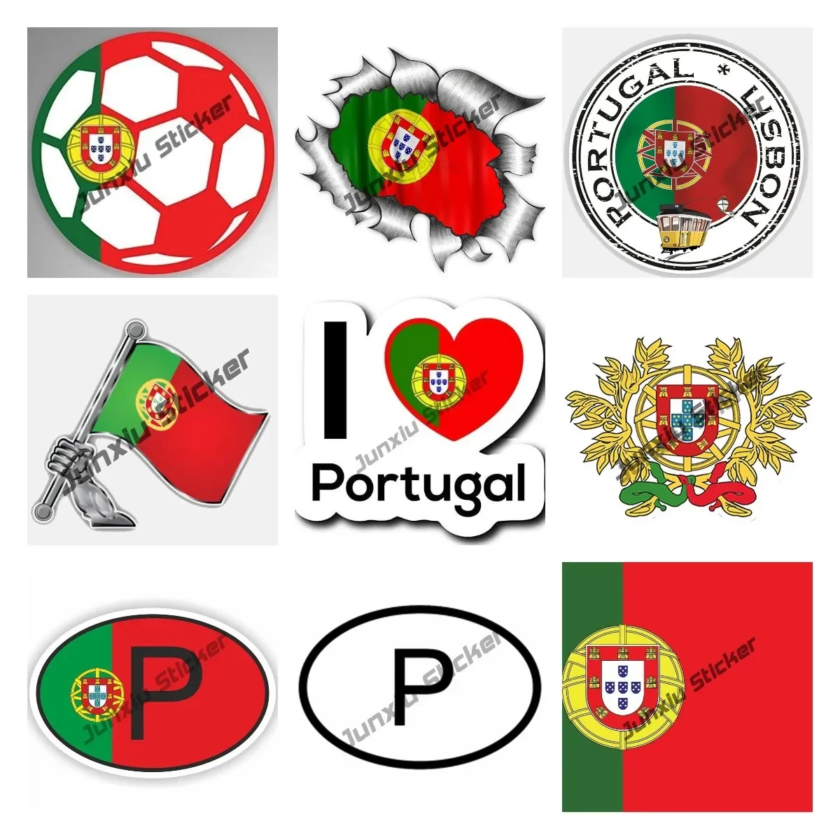 Love Portugal Flag Decal Sticker Portuguese Football Patriotic Stickers Home Pride Travel Car Truck Van Bumper Window Car Decal