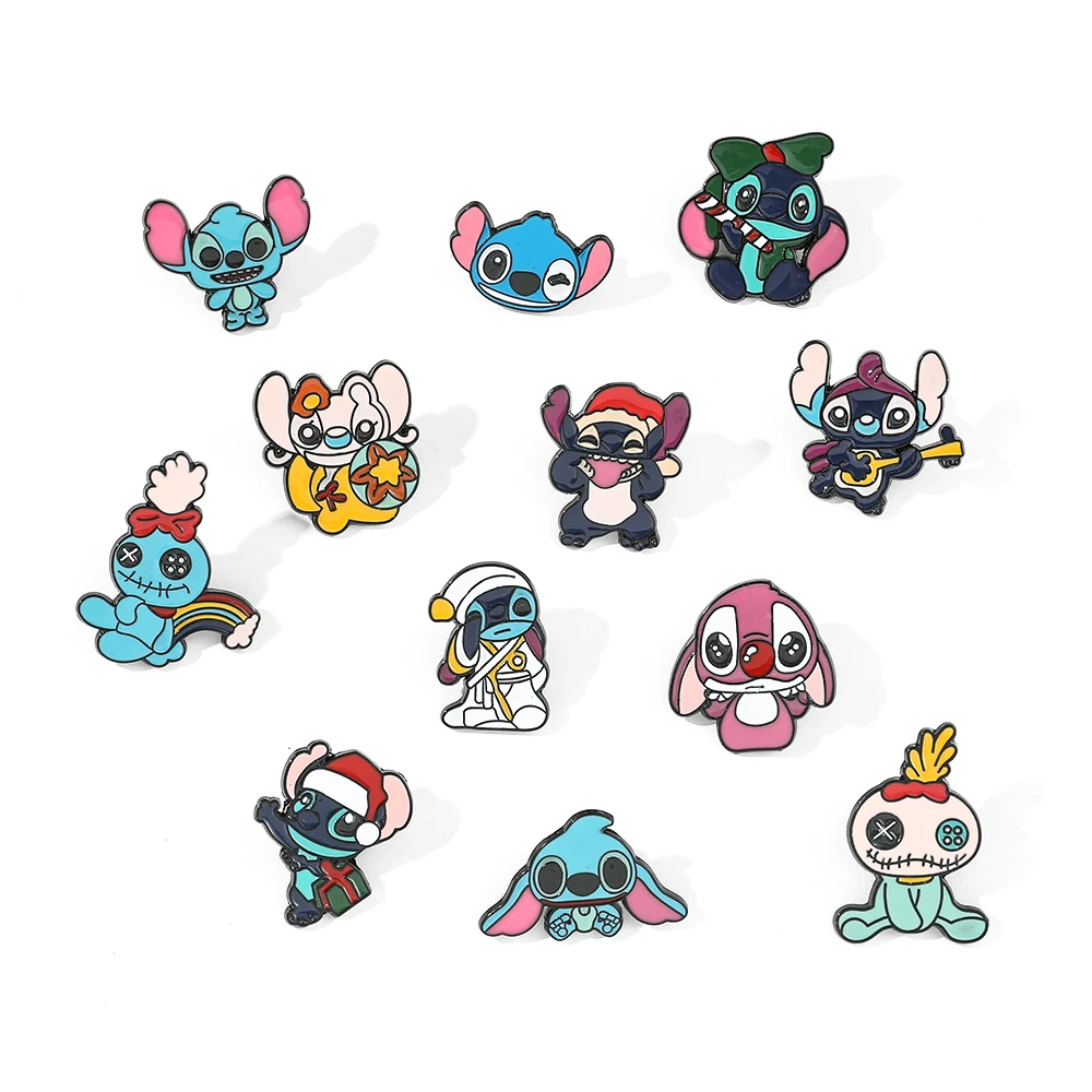 Lilo & Stitch Brooches Cute Stitch Pin for Backpack Cartoon Anime Metal Badges for Bag Hat Accessories Christmas Gifts For Kids