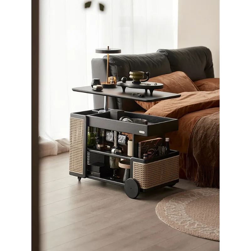 Japanese style wood Multi-layer sofa beside table capaciousness side cabinet for Living room bedroom end table home