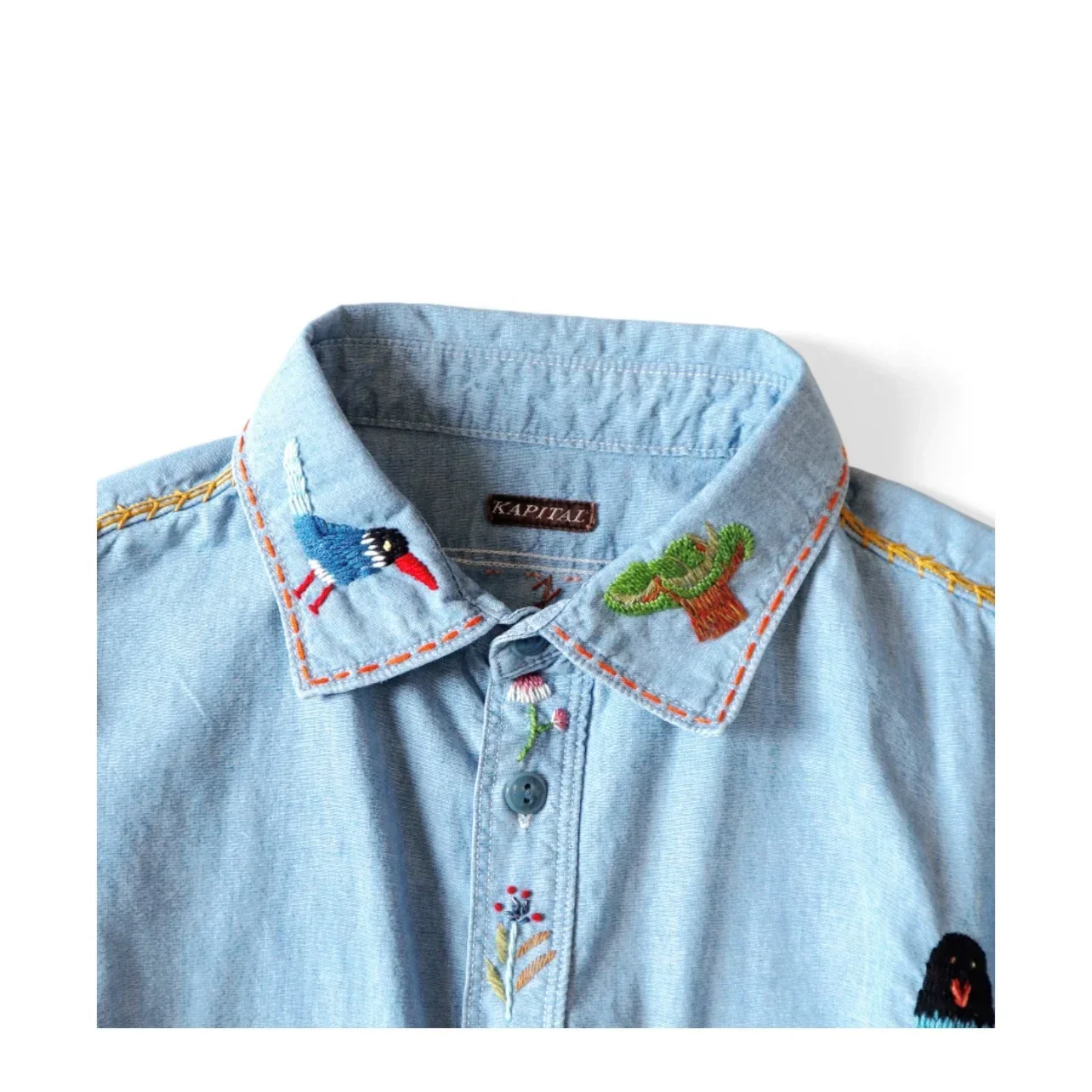 24AW KAPITAL Hirata and Hiroshi Japanese Casual Two-color Embroidered Lapel Long Sleeved Men Shirt Jacket