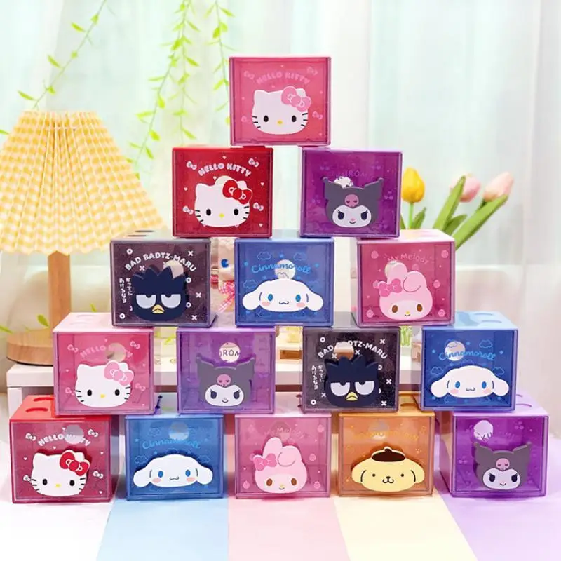 

2024 Sanrio Storage Box Kawaii HelloKitty Kuromi Cinnamoroll Japanese New Cartoon Desktop Sorting Box Cute Girl Jewelry Box Gift