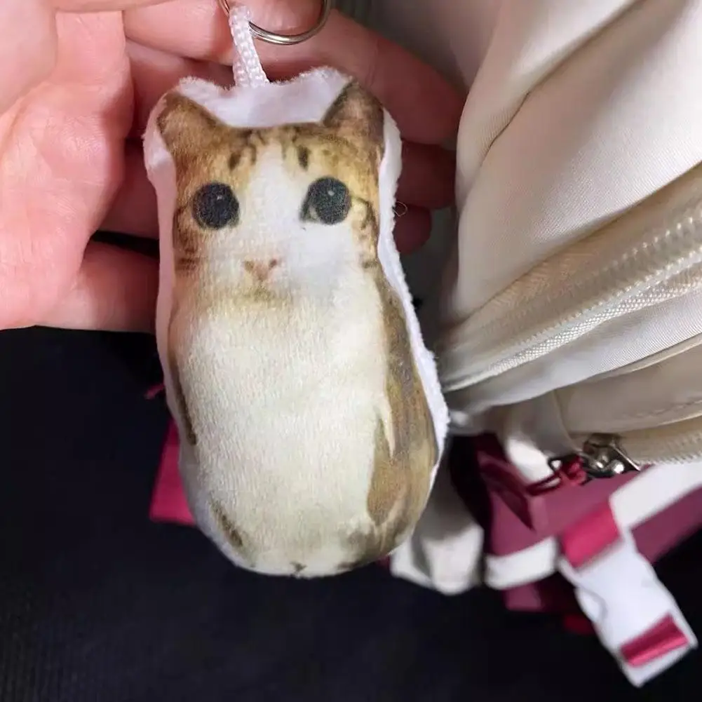 Cute Meowl Cat Plush Keychain with Sound Soft Stuffed Animal Key Ring Funny Backpack Pendant for Friends
