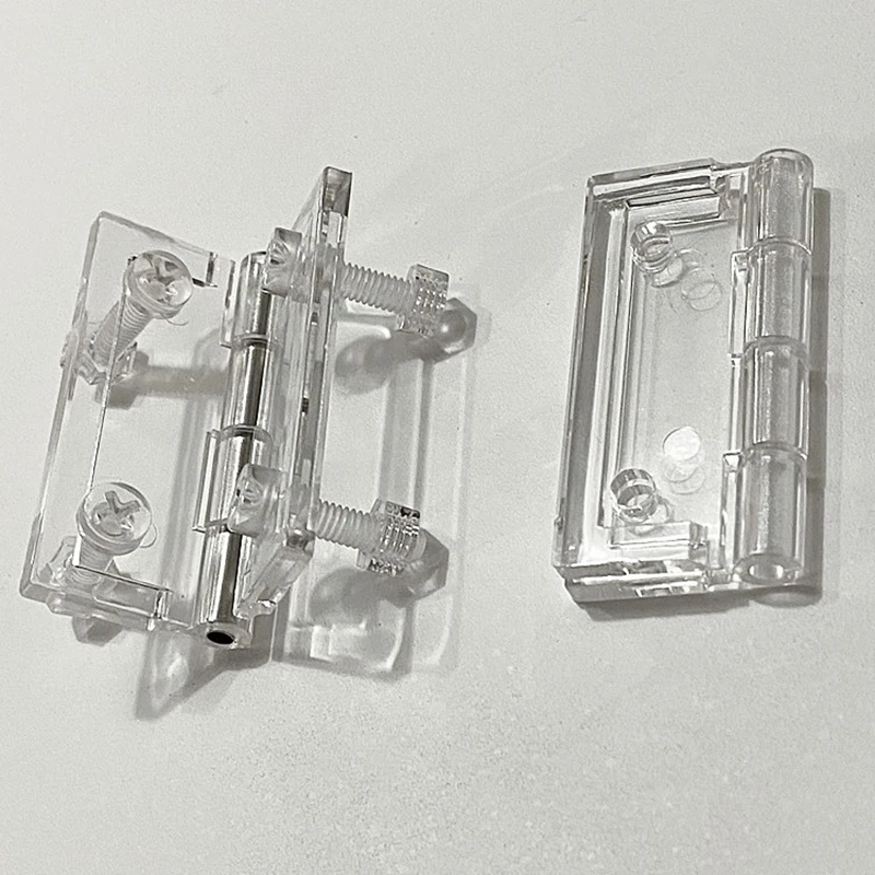 5PCS Transparent Hinges With Screws Strong Crystal Hinges Perforated Through Holes Black White Red Blue Folding Pages Hardware