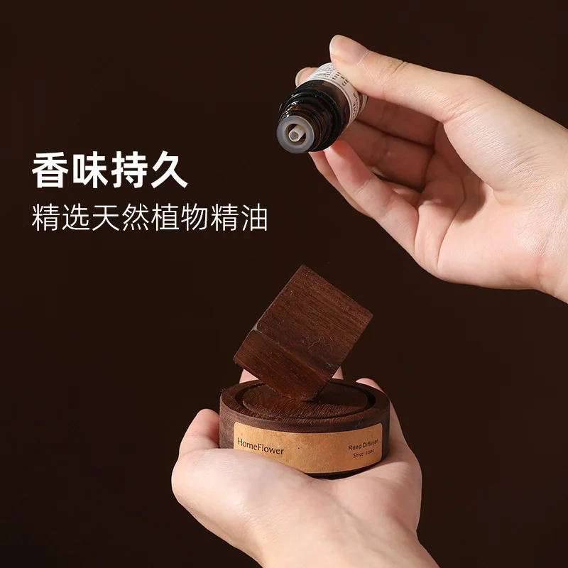 Portable Wooden Reed Diffuser, Walnut Fragrance Diffuser, Indoor and Car Aroma, 10ml Essential Oil, High Quality