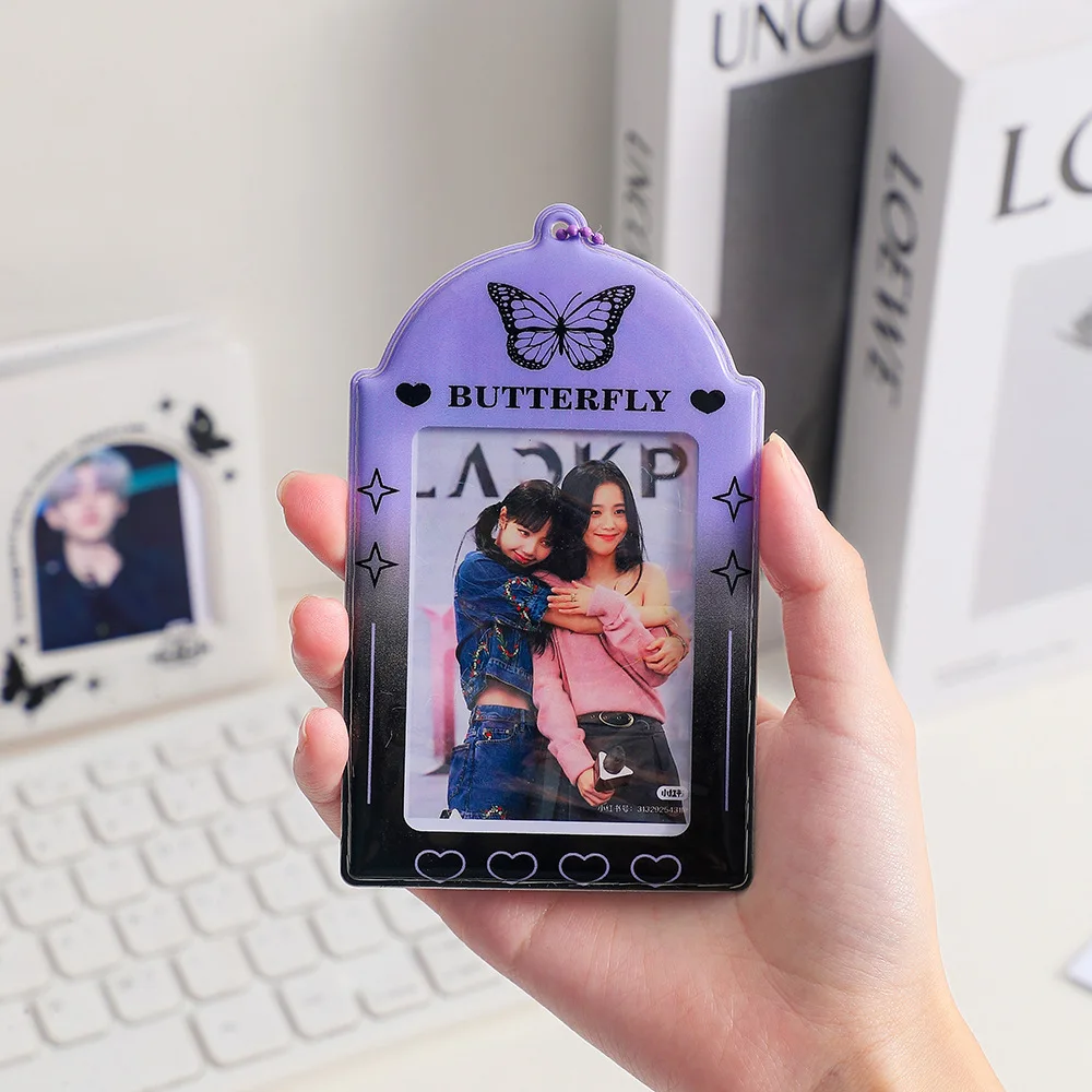 INS Korean Photocard Holder Y2K 3 inch Butterfly Bus/ID Card Case Idol Photo Card Holder PVC Cartoon Photo Sleeves image 6