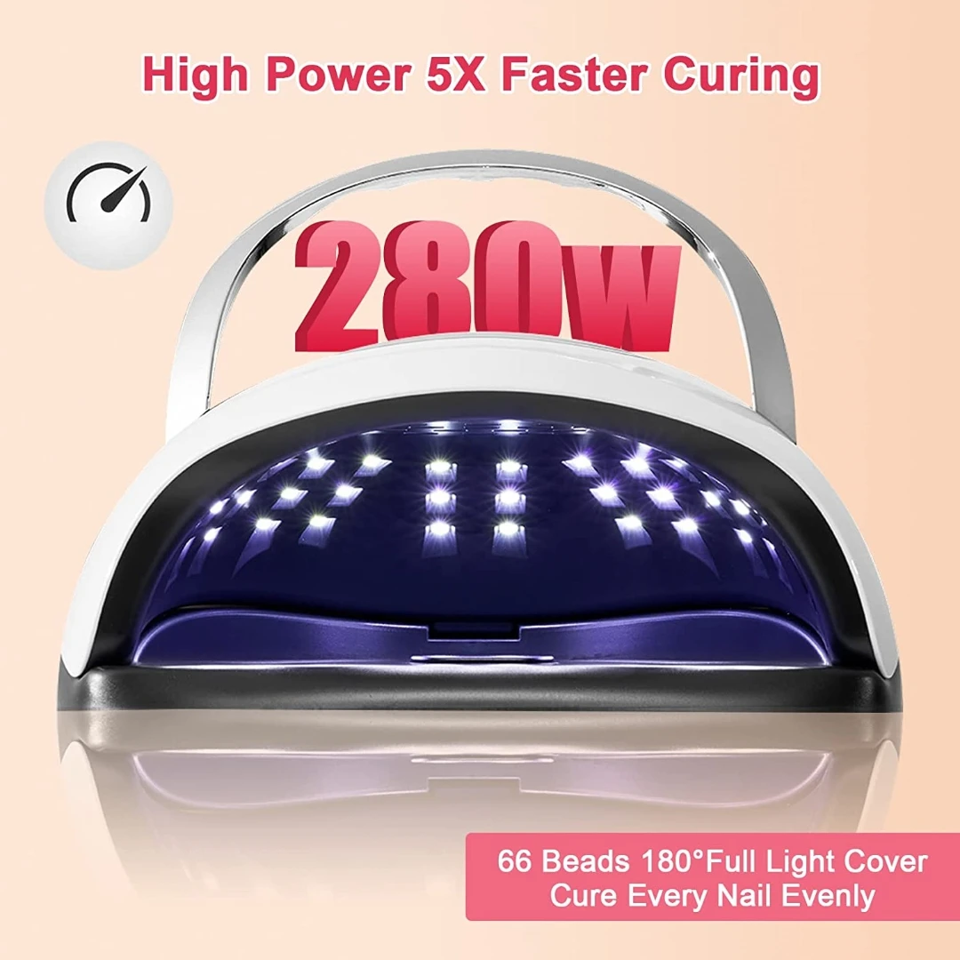 Lampe à ongles LED UV avec 66 perles, 280W, pour vernis gel N64.Gel, séchage professionnel