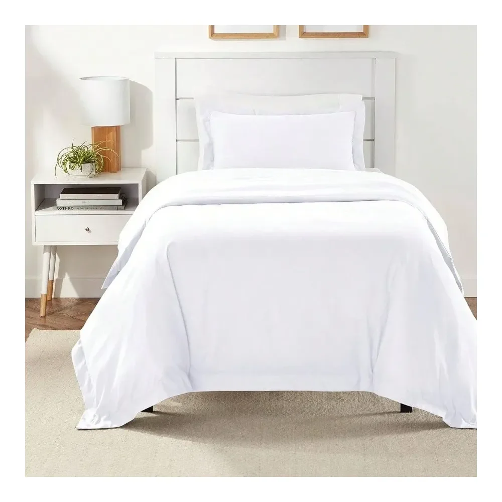 

Microfiber 3 Piece Duvet Cover Set With Zipper Closure, Full Bright White, Solid