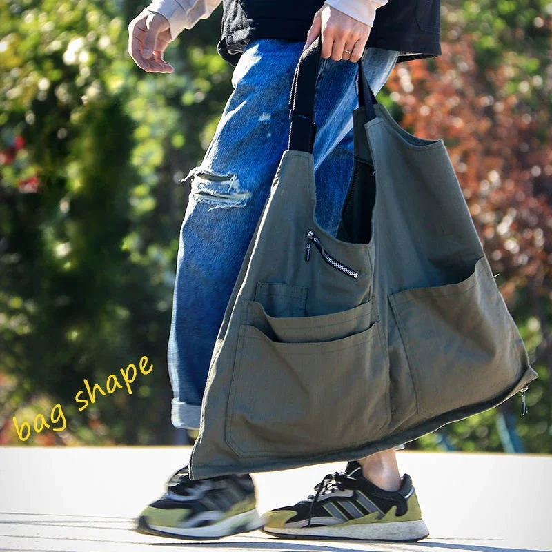 Maden Vintage Multi-Pocket Sleeveless Nylon Vest Amekaji Outdoor Deformable Tactical Vest Functional Dual Purpose Satchel Bag