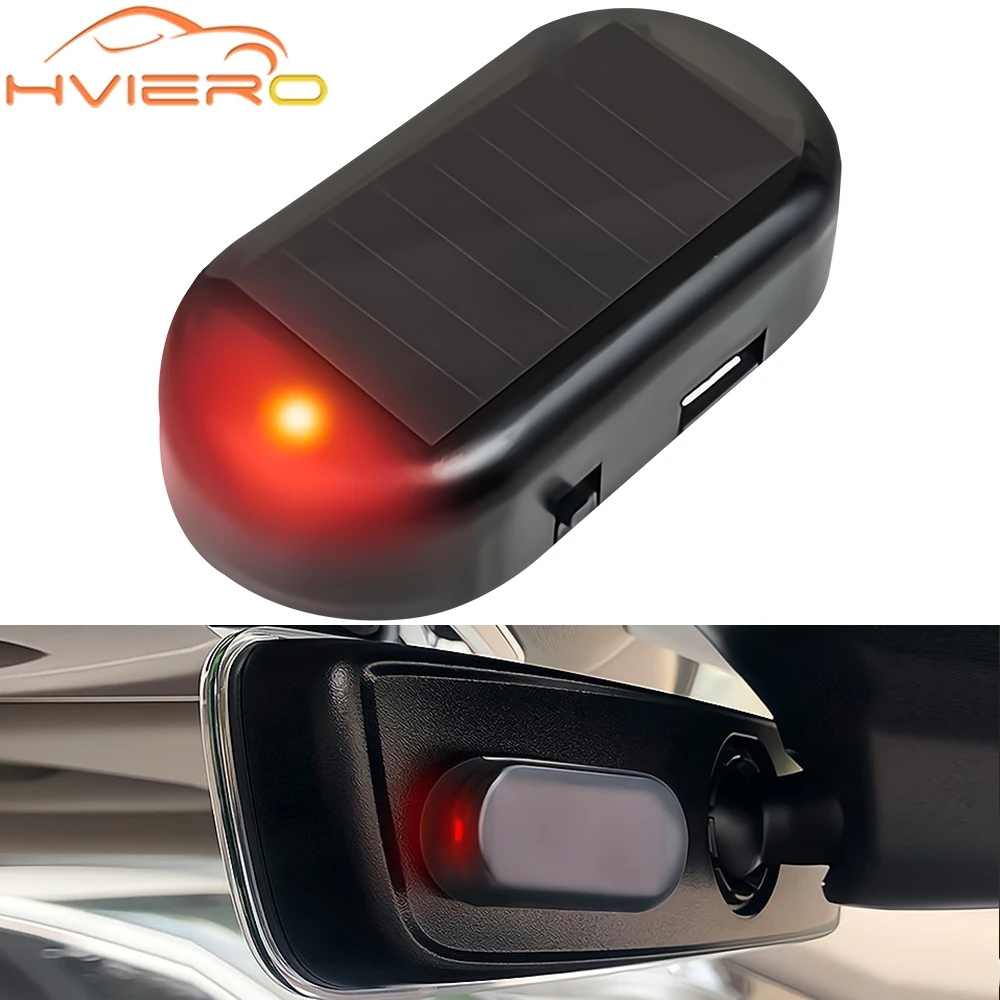 Automotive Solar Anti-theft Warning Lights Safety Wireless Virtual Alarm LED Flashing Camouflage Decorative Cameras Scare Thieve