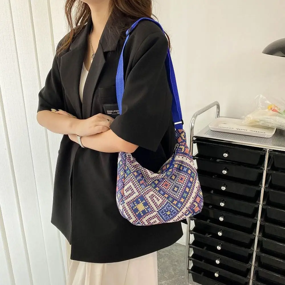 Bolso cruzado informal elegante a rayas para niñas, bolso de mano de gran capacidad, bolsos de hombro de lona para mujeres, bolsos de mensajero Coreanos