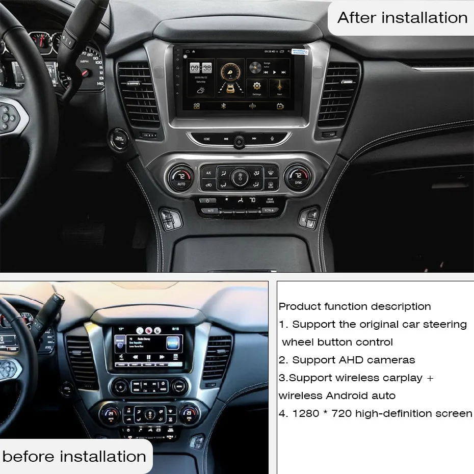 COHO For Chevrolet-Tahoe-Yukon-Suburban UIS 7862 9 inch Android 14 8 Core 8+256G Car Multimedia Player Stereo car  Radio carplay