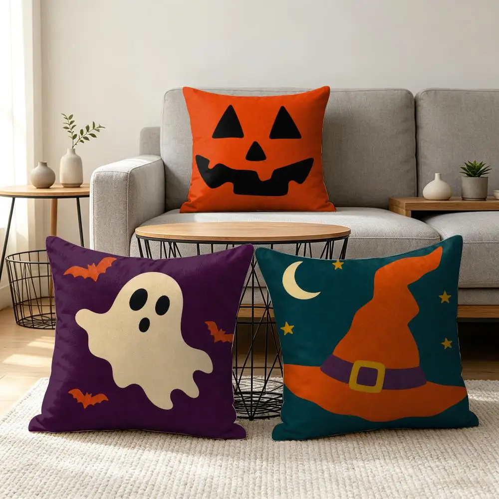 Halloween Boo Yall Cushion Cover Soft Short Plush Pillow Cover Smooth Cozy Texture Aesthetic Cushion Case Home Decor