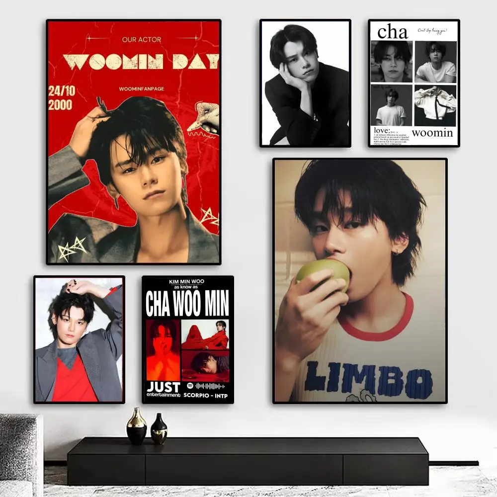 Celebrity C-Cha Woo-min Poster, Kunstdruck, Wanddekoration, ideal für Wohnzimmer, Schlafzimmer, Bar, Salon und als Geschenk für zu Hause