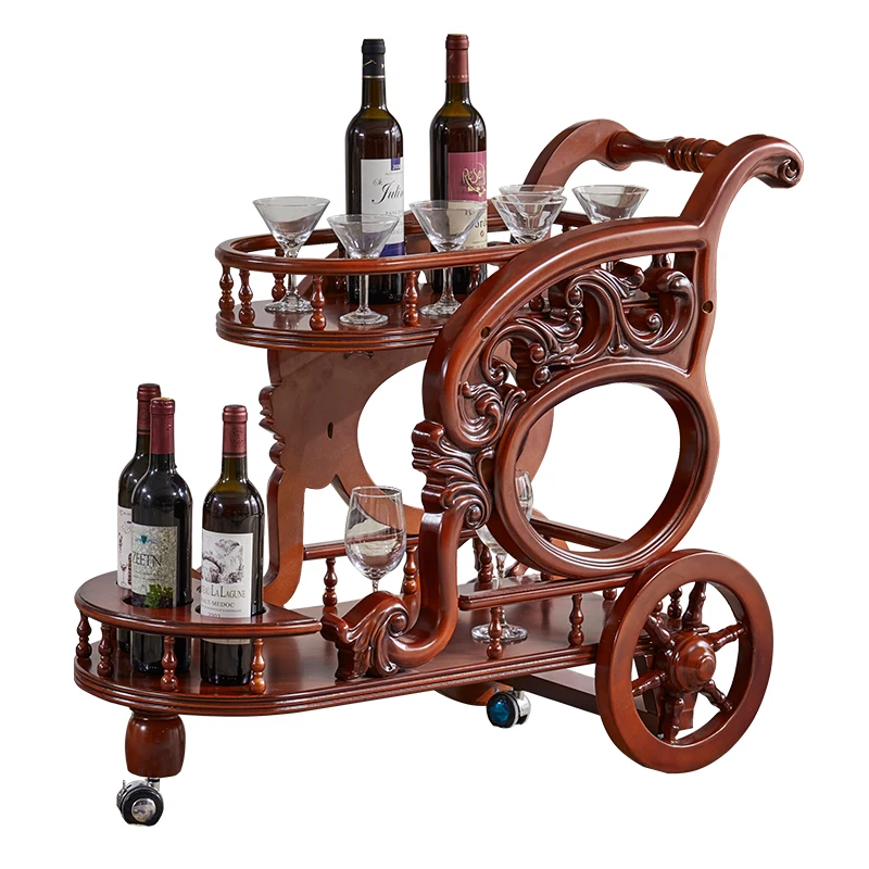 

European food truck hotel mobile rack restaurant home full solid wood carving flower classical