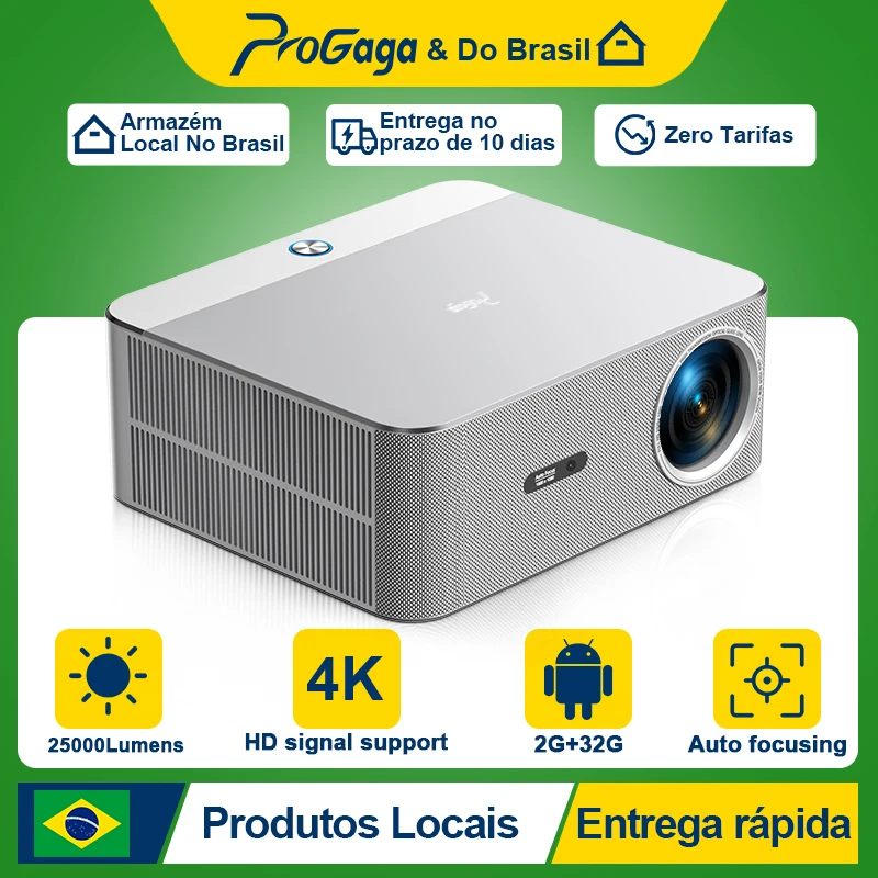 PROGAGA Projetor Android 1080P Full HD PG610W Projetor WiFi 4K Projetor de Filmes PG610 Smart Home Theater Projetor de Vídeo Portátil para Uso Externo