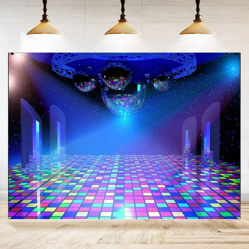 

Photography Backdrop Disco Birthday Party Music Dance Night Club Ball Ballroom Backdrops 80s Poster Banner for Parties