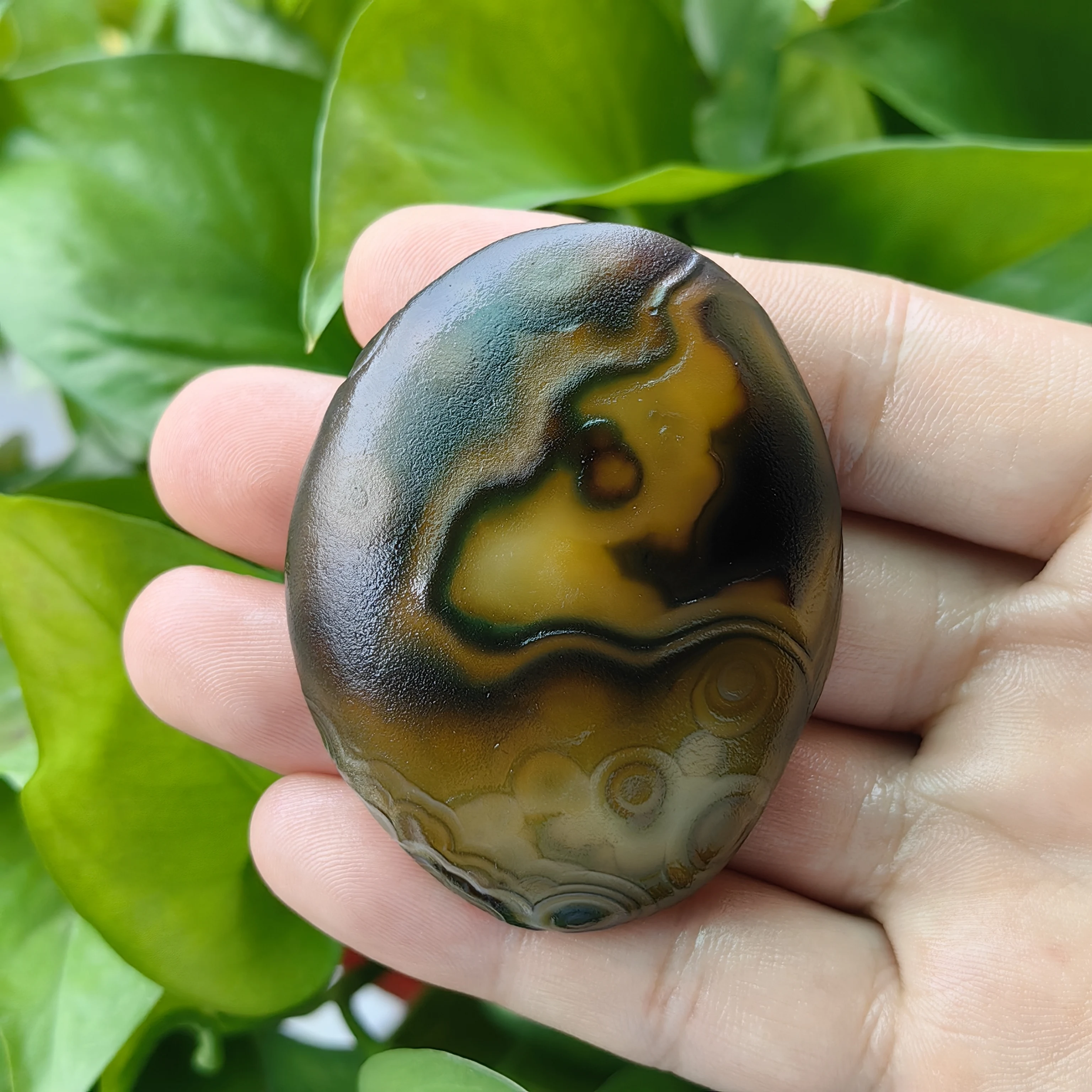 Pure Natural Divine Eyes Agate Palm Stones Rare Image Rough Stone for Good Luck Attract Wealth Jewelry Decoration DIY Making