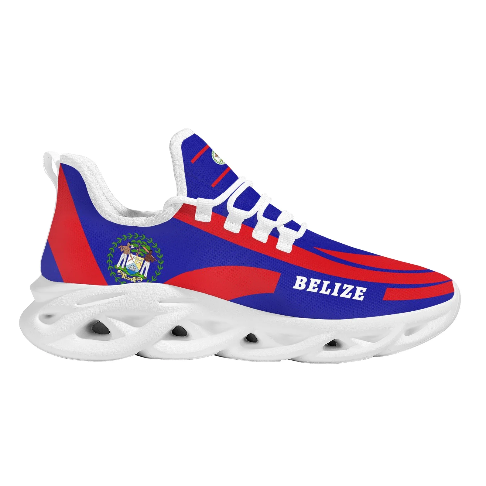 Belize Flag Design Platform Shoes Green Mahogany Tree National Emblem Printing Breathable Vulcanized Shoes Outdoor Mesh Sneakers