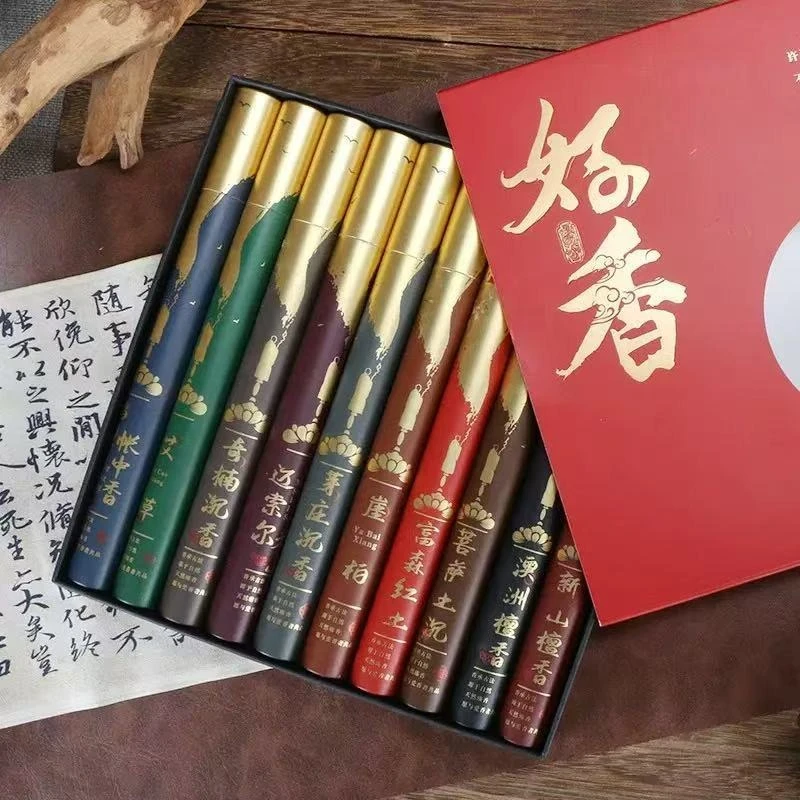 Box Packed Ten Scented Incense Sticks Sandalwood Agarwood Handmade Home Indoor Incense Sticks/Help Sleep Calm Mind Meditation