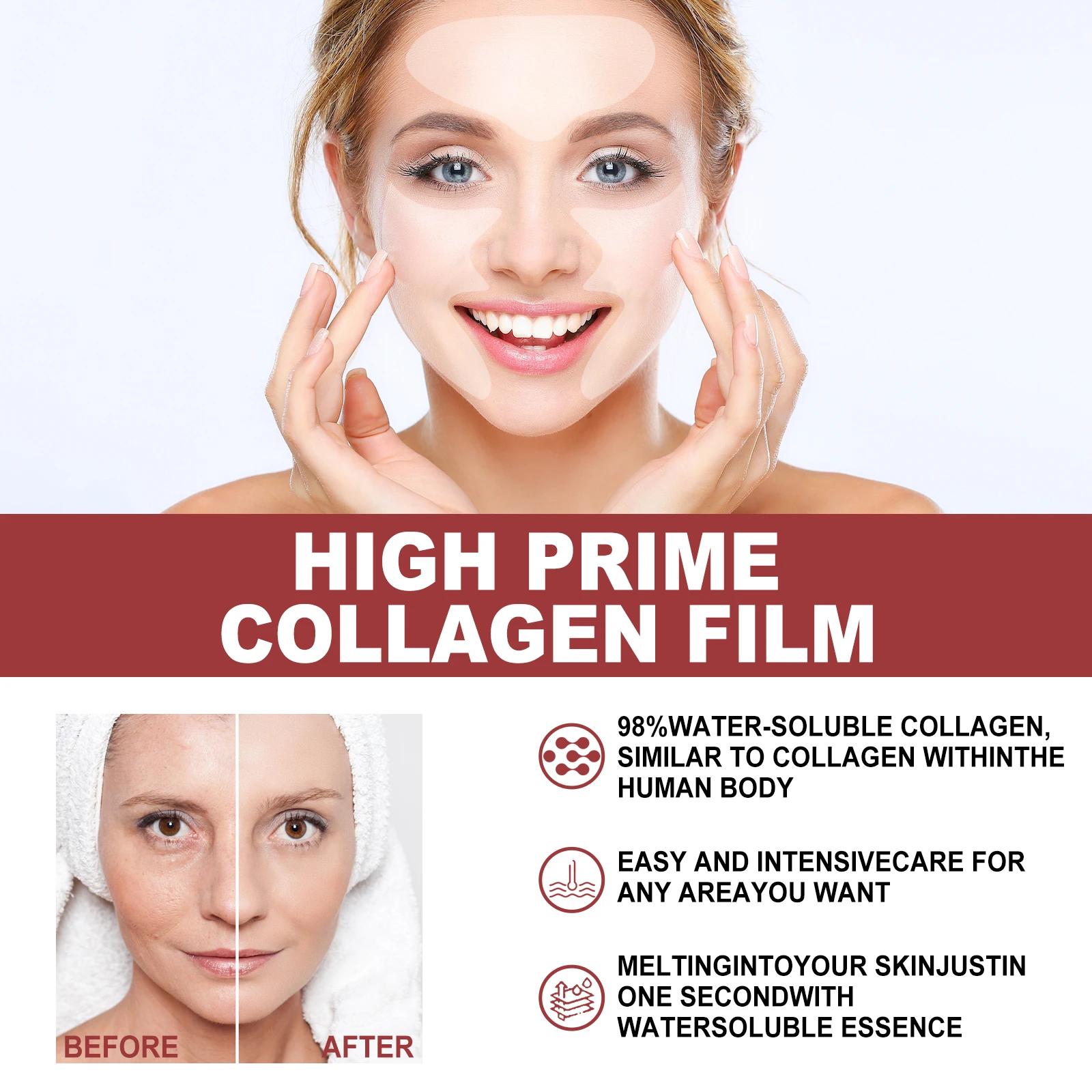 Collagen Film Reduces Wrinkles, Eye Bags Dark Circles, Softens Tightens Skin, Plump & Moisturizes Eyes Highprime Collagen Film