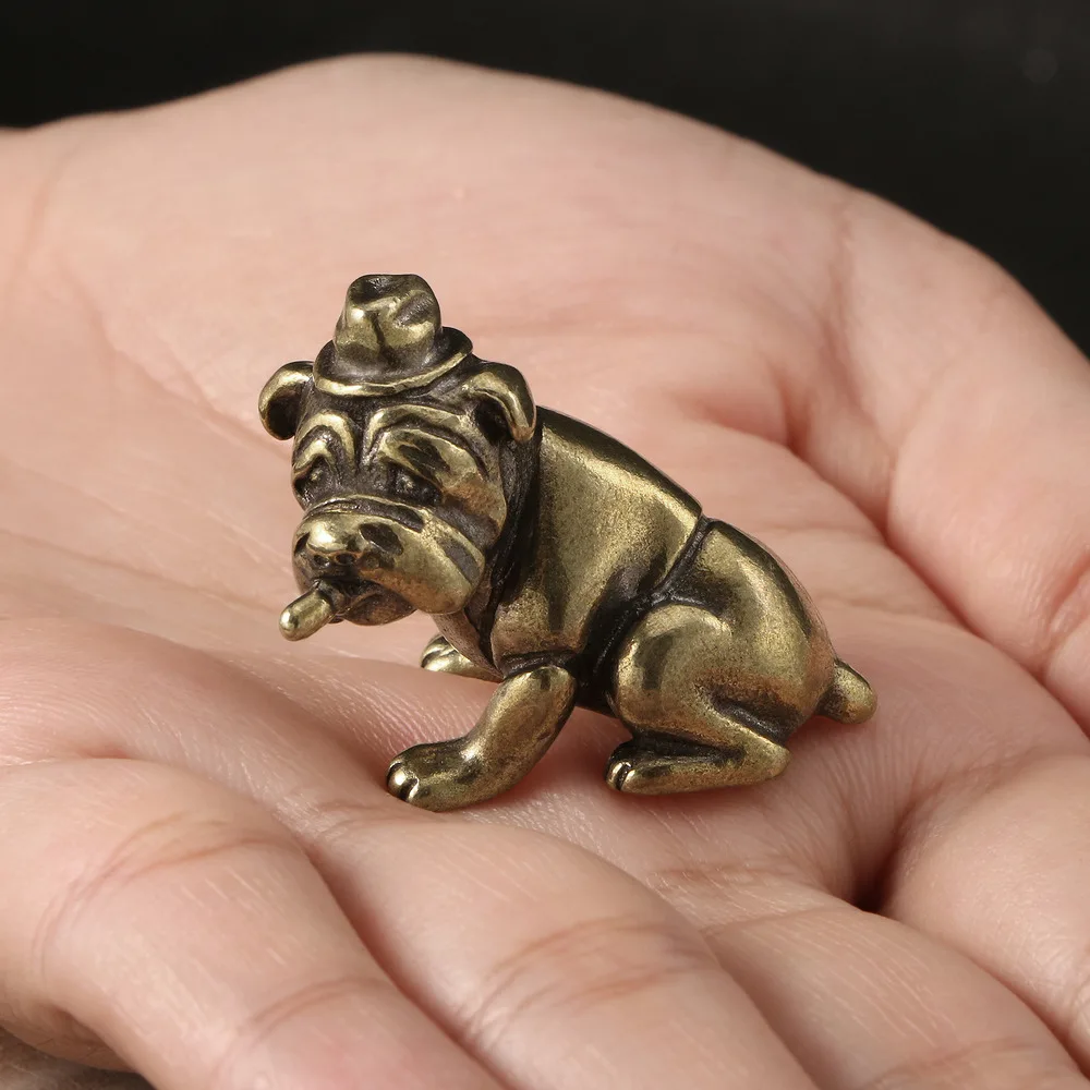 Vintage Do Old Brass Cigar Shar-pei Brass Ornaments Fun Trend Dog Tea Pet Living Room Office Furnishings