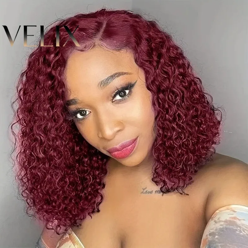 

10A13*4Lace Frontal99j # Парик из натуральных волос Water Wave Bob, бразильские волосы Remy, 200% плотность, для чернокожих женщин, для вечеринок и салонной укладки