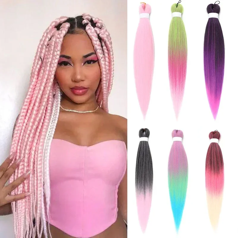 

Synthetic 3pcs EZ Braids Crochet Hair Pre Stretched Braiding Hair Xpression 26'' Long Ombre Easy Braid Hair Extensions for Women