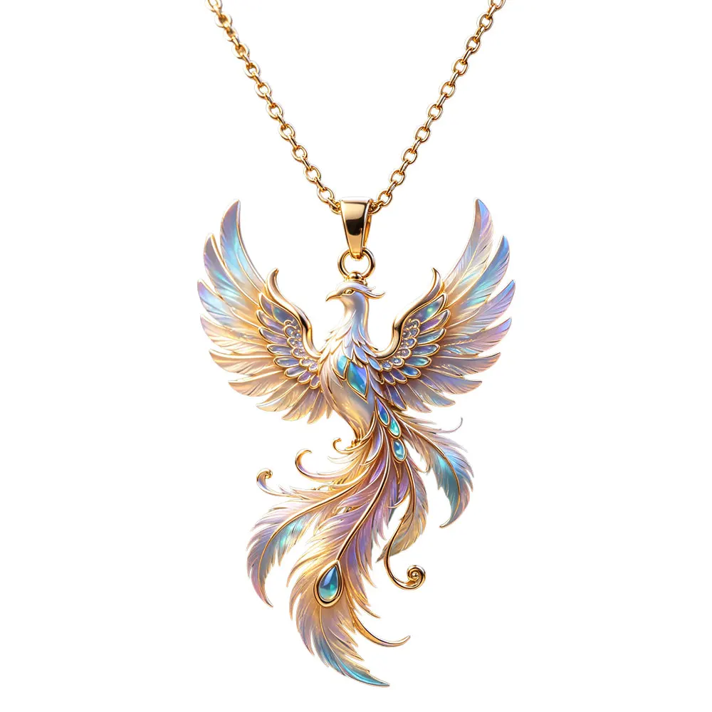 Image of Luxuriöse Phoenix-Anhänger-Halskette, glänzend, zart, modisch, Damenhalskette, eleganter minimalistischer Schmuck, Geschenk für Freundin, beste Freundin