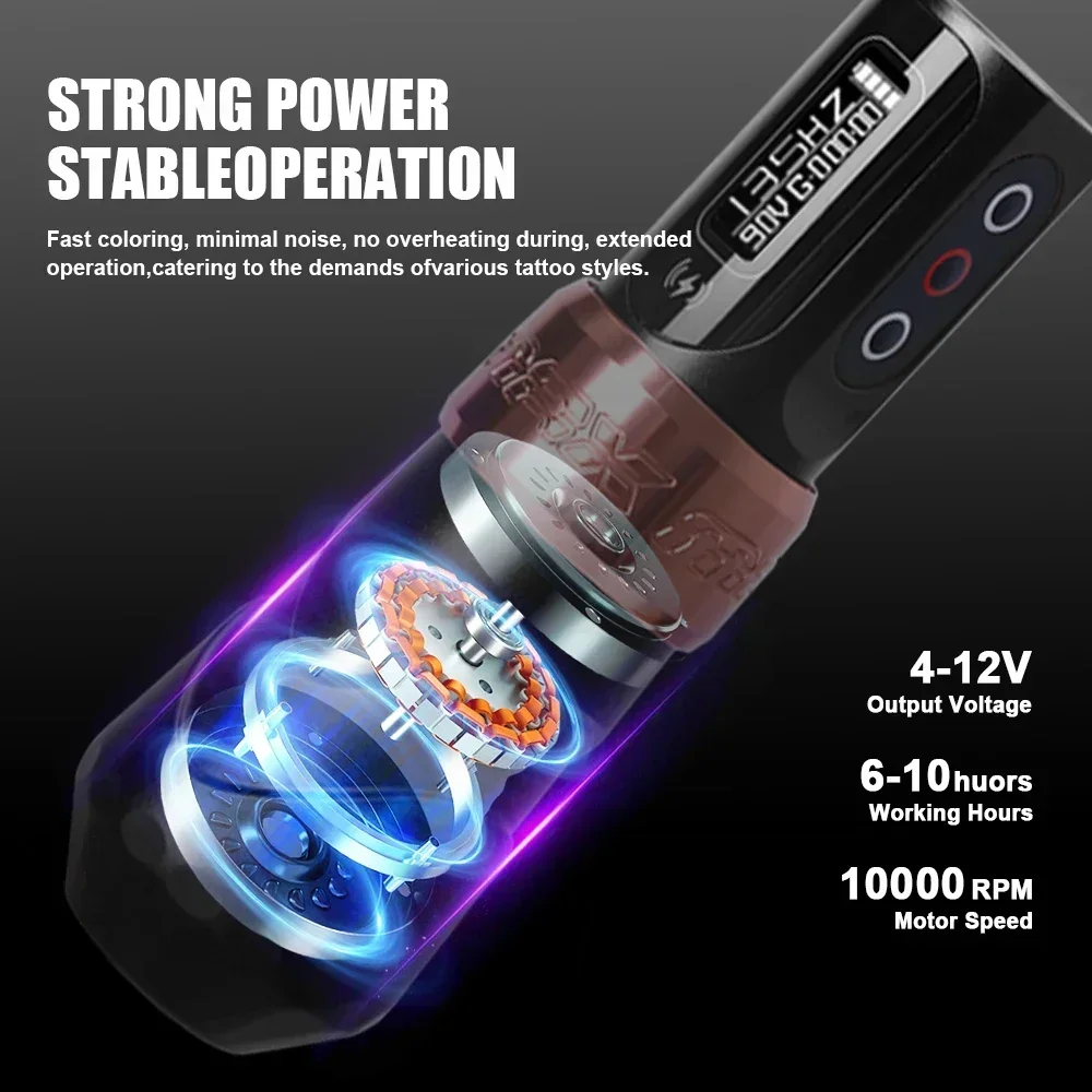 YILONG MAX สักเครื่องตลับหมึกปากกา 2400mAh แบตเตอรี่ Coreless มอเตอร์แบตเตอรี่ลิเธียมปากกาสําหรับศิลปินสัก Body Kit