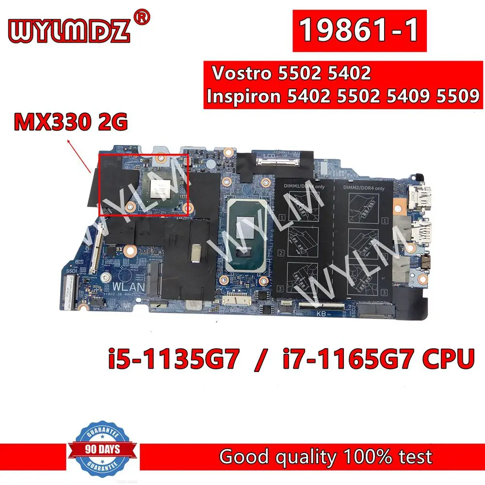 19861-1 i5/i7CPU MX330/2G Laptop Motherboard For Dell Vostro 5502 5402 Inspiron 5402 5502 5409 5509 Mainboard CN 07FWVK  0HWH1N