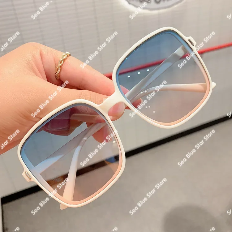 New Gradual Change Jelly Sunglasses Large Frame Square Rice Nail Street Sunglasses Anti-ultraviolet Sunshade Glasses Versatile