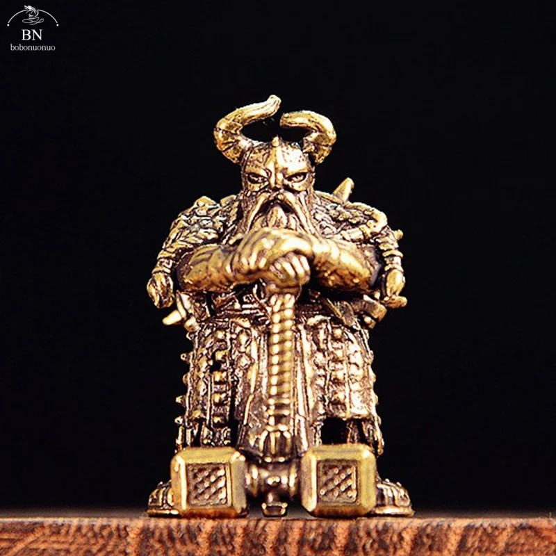 Northern Divine Hammer Miniature 3.3cm Handmade Brass Mythical Sculpture Craft Ornament Collectible Sculpture Home Office