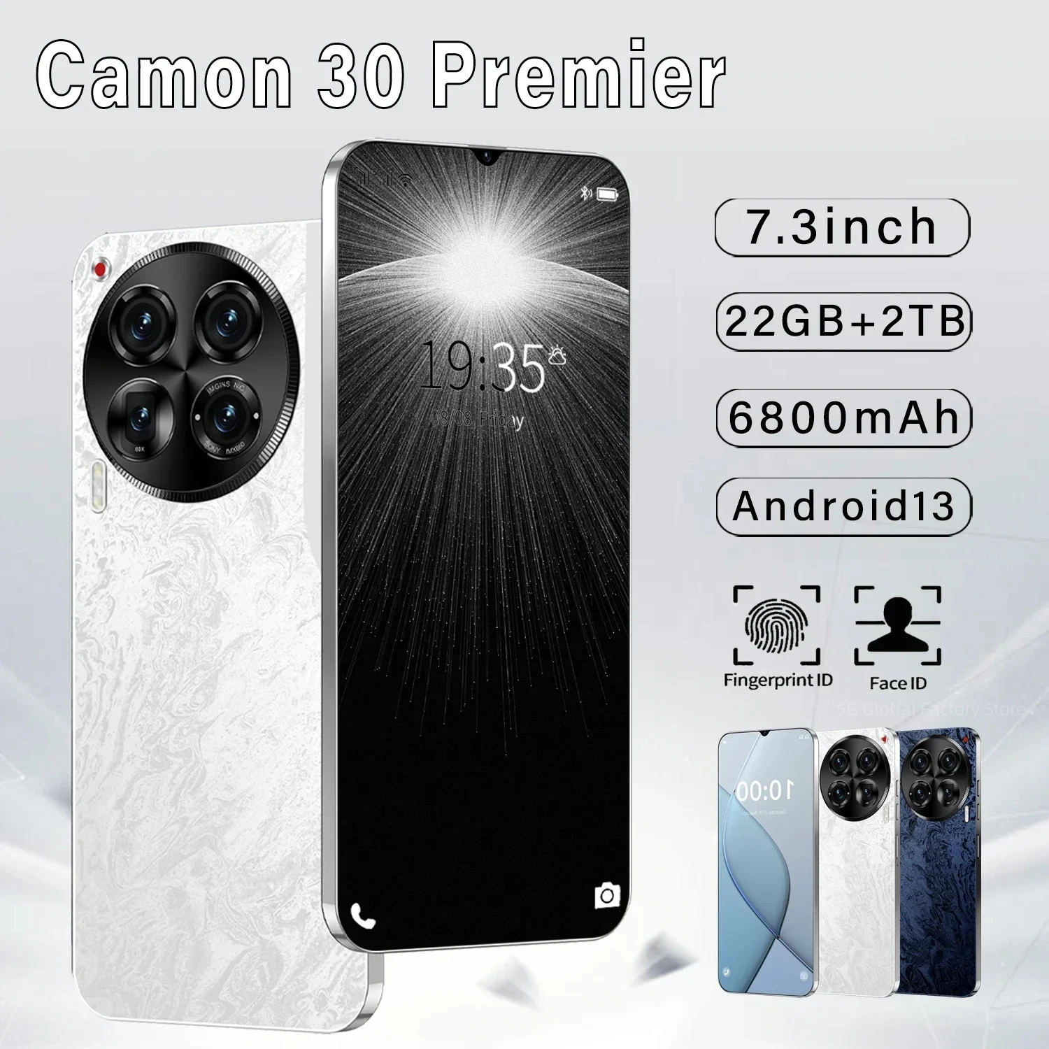 Camon 30 Premier Smartphone versione globale Qualcomm 888 10core 22G + 2TB 6800mAh 50 + 108MP 4G/5G cellulare Android cellulare