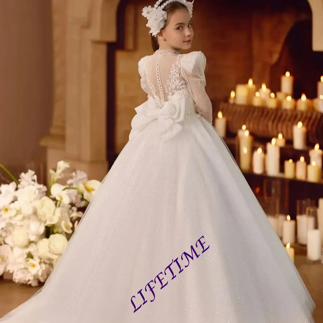 

Зеленые платья для девочек с цветочными аппликациями, длиной до колена, для свадеб, дней рождения, первого причастия, на заказ