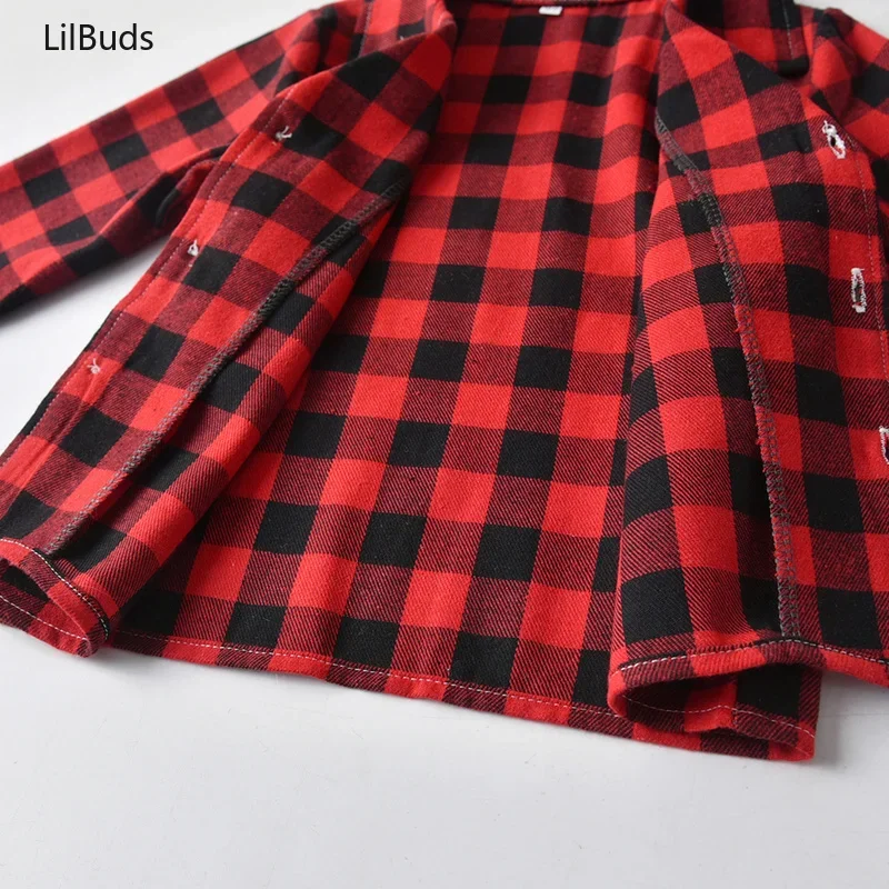 2024 Kids Boys Girls Pajama Sets Children Tracksuit Sleepwear Nightwear Plaid Long Sleeve Casual Buttons down Tops+pants Outfits