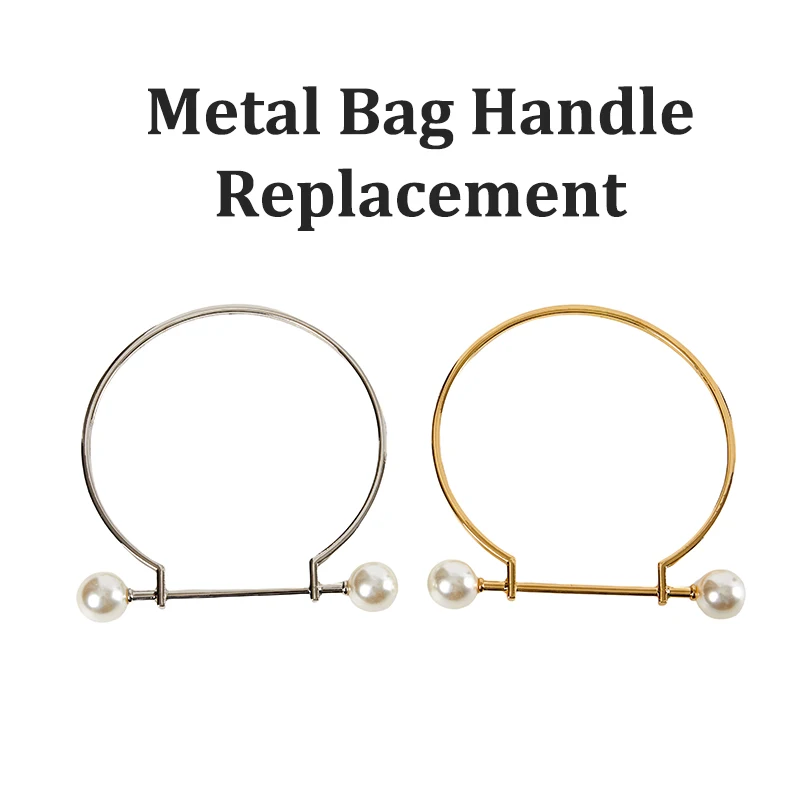 

Metal Bag Handle Replacement Brackets Bag Handles DIY Handmade for Making Handbag Imitate Pearl Metal Circle Handle