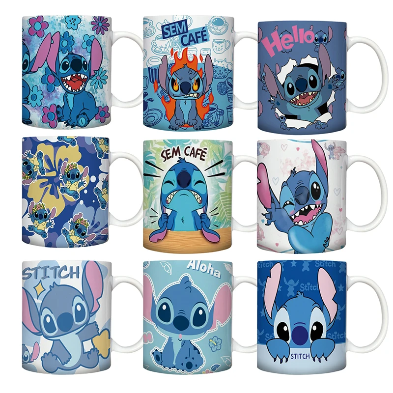 Stitch Kawaii Cartoon Creative Ceramic Cup Multi-Style 400Ml Breakfast Cup High Temperature Resistant Coffee Cup Holiday Gift