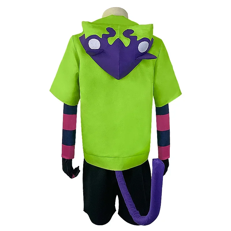 Anime SK EIGHT Chinen Miya Cosplay Costume Uniform Men Green Coat Pants Gloves Tail Halloween Role Play Wig Full Suit