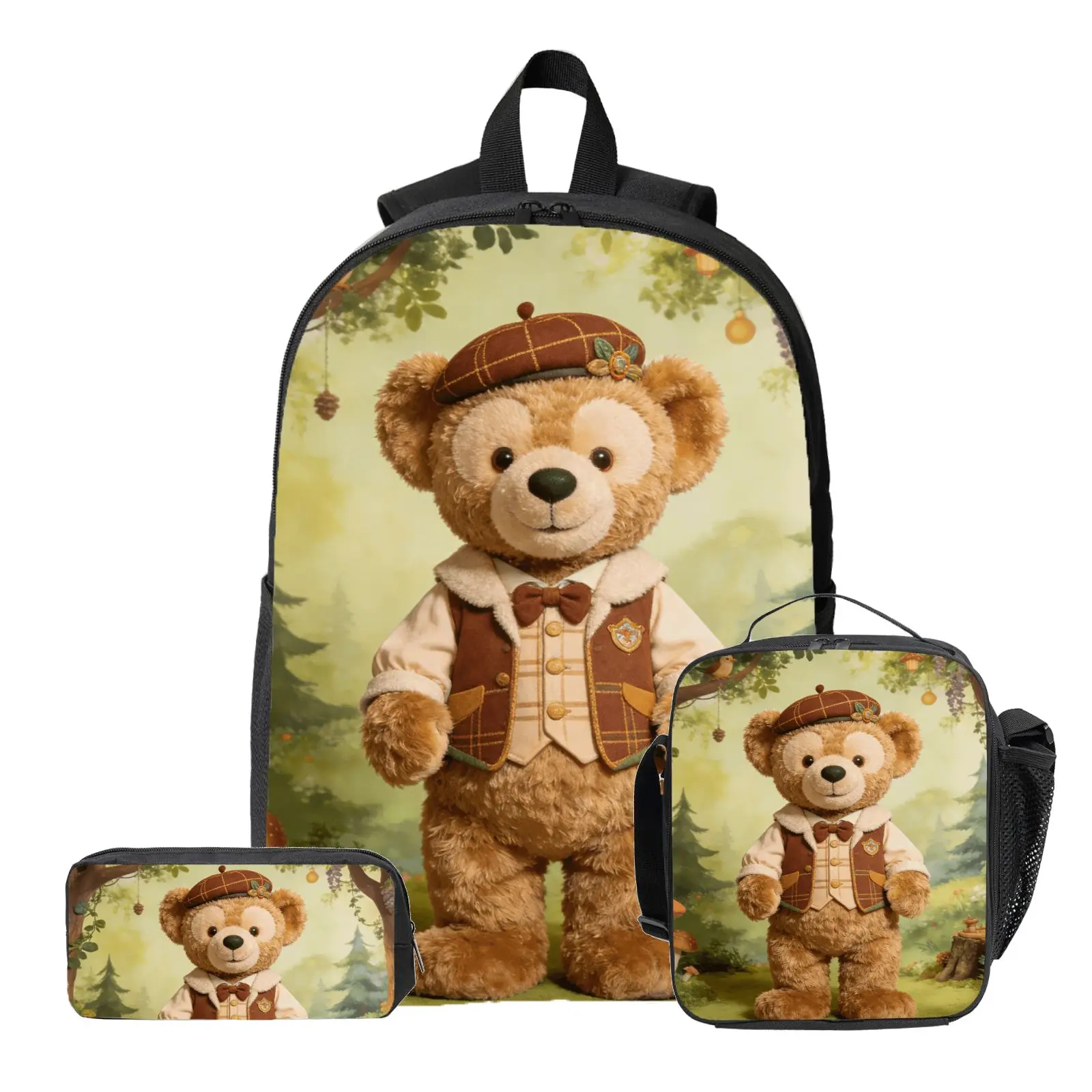 

3pc Bear Duffy from Zootopia theme Backpack, Pencil Case, Lunch Bag, High-Quality Cute Casual Shoulder Bag for Everyday Use