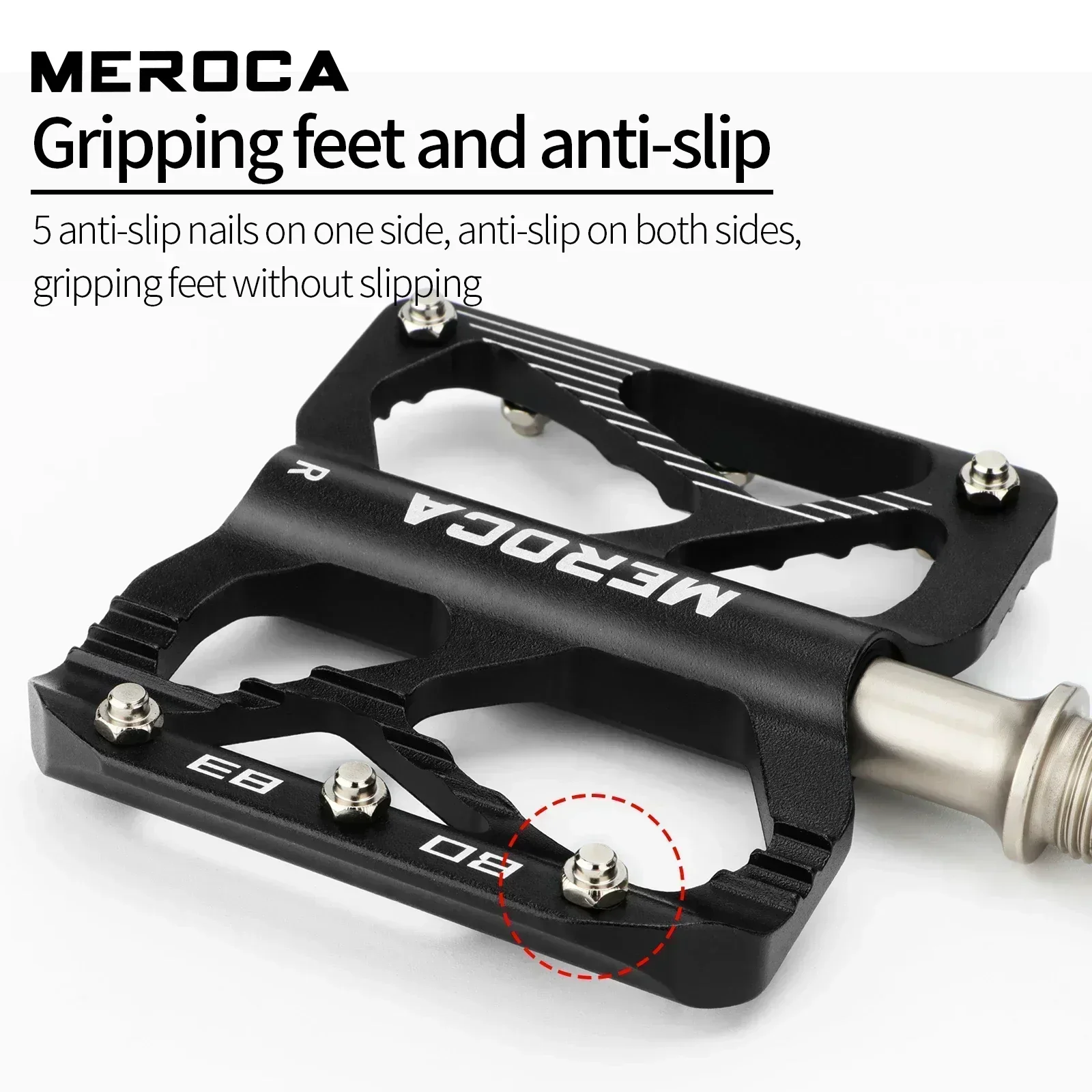 دواسات الدراجة الجبلية المصنوعة من سبائك الألومنيوم من MEROCA: 3 - محمل، مضاد للانزلاق، موسع، مختوم، CNC #6