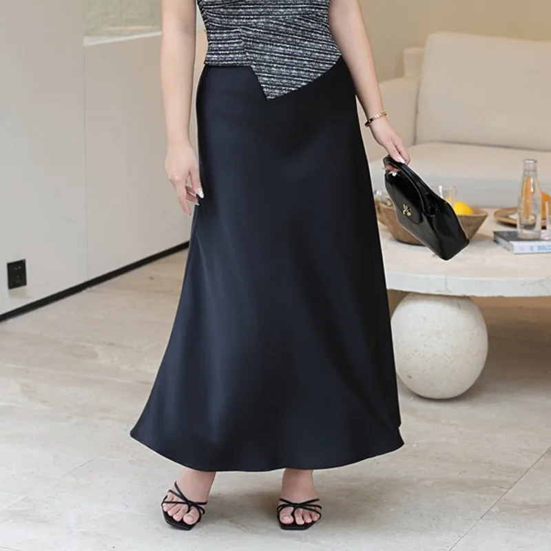 

Plus Size Women's Mermaid Skirt Premium Modern double-sided Satin High Waist Elegant Commuter