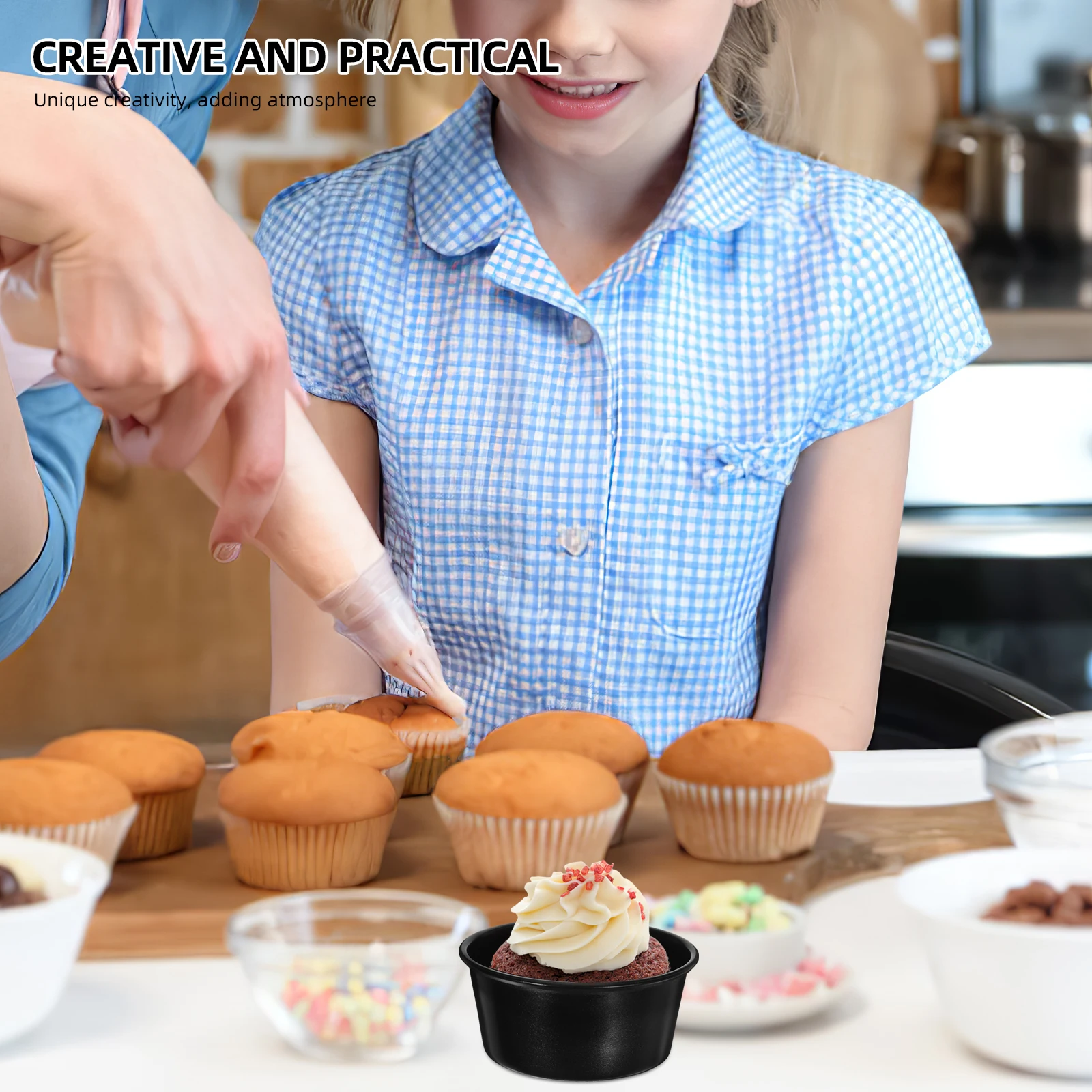 

6 Pcs Pumpkin Pudding Cake Cup Baking Cups Muffin Cupcake Pan Mini Molds Hand Moulds Tins Pans Round