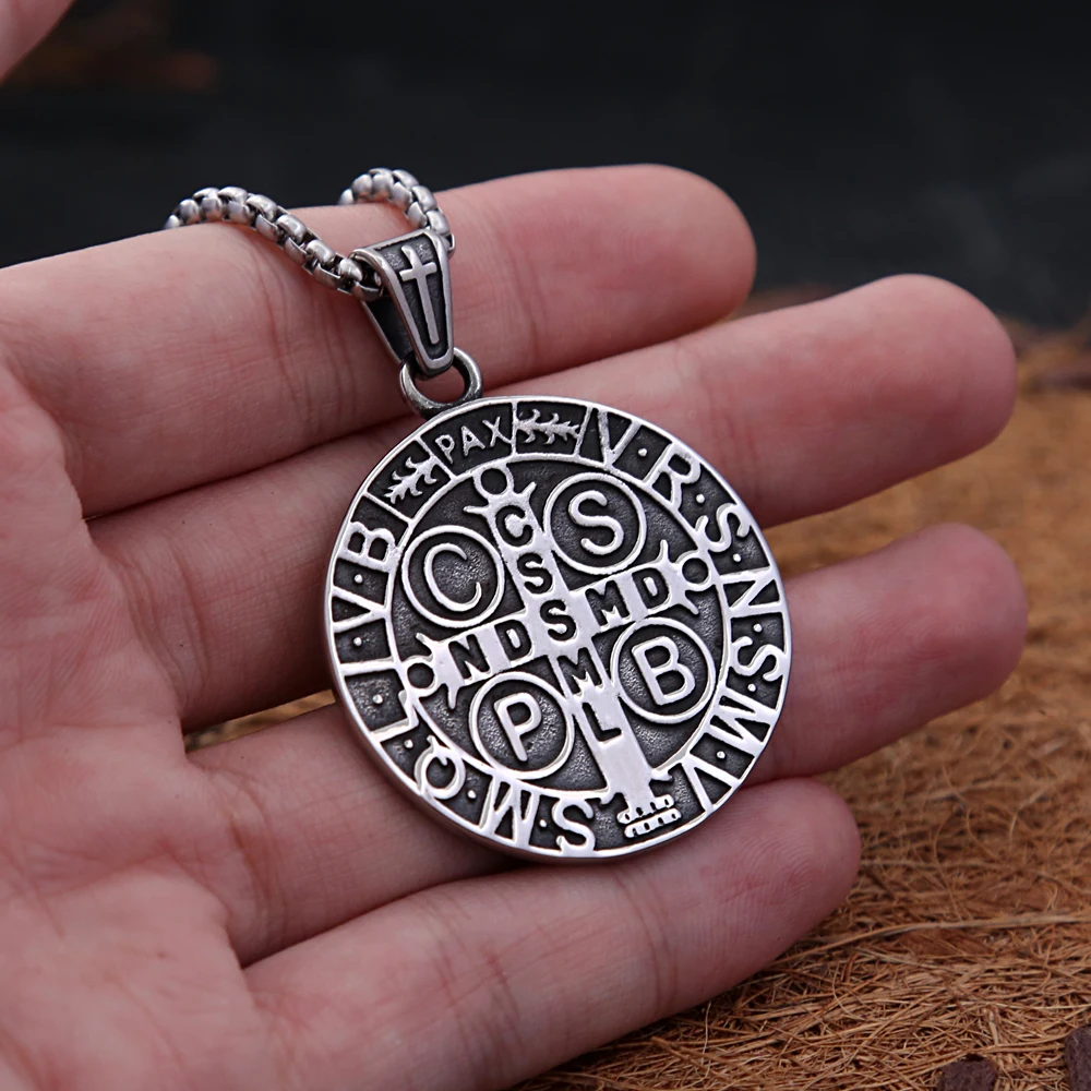 Fashion Vintage San Benito Exorcist Pendant Punk Stainless Steel Christian Jesus Necklace Men Women Amulet Jewelry Wholesale