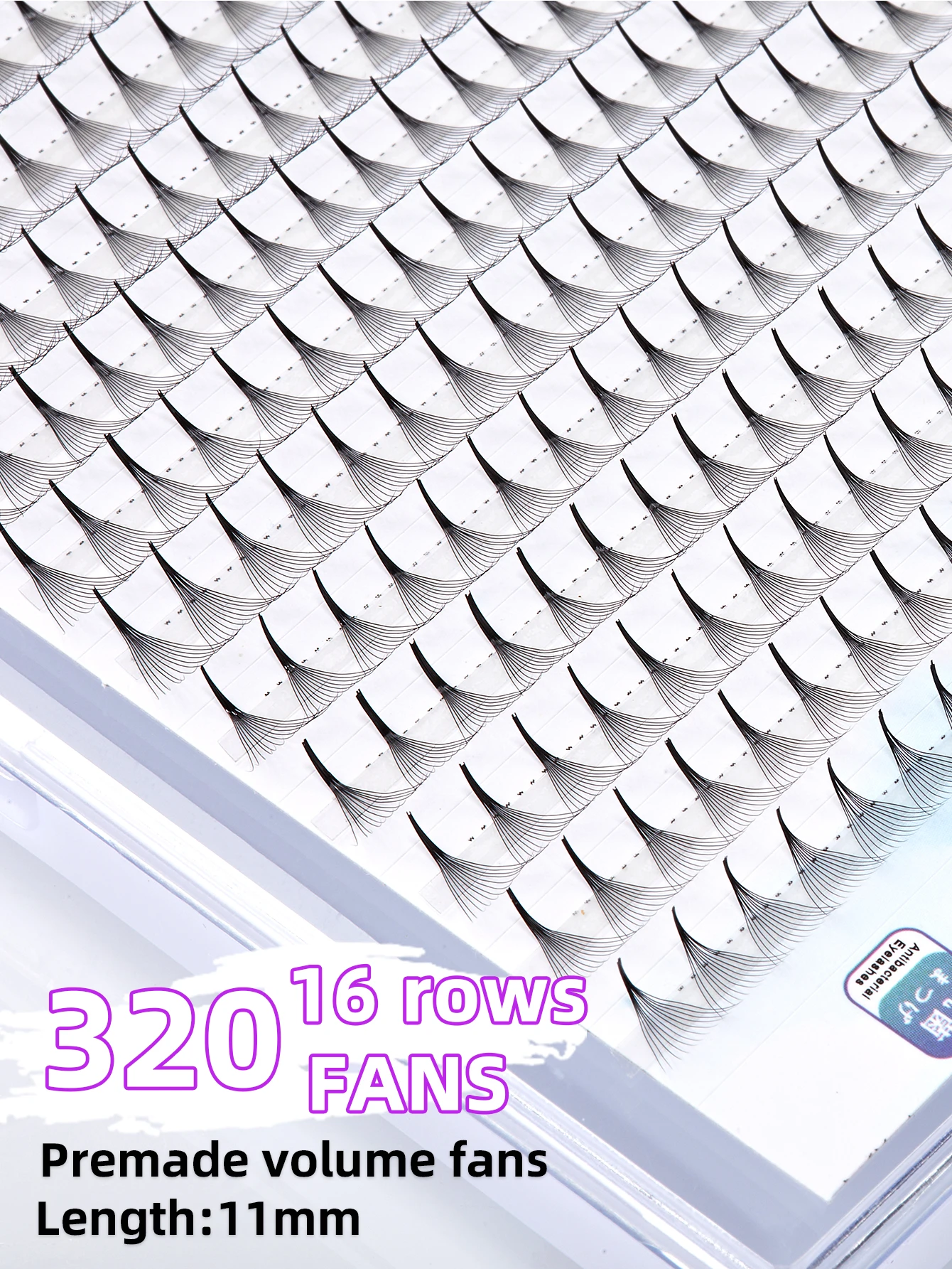 Yelix 320pcs Premade Fans Eyelash Extensions Mixed Tray 10D Pointed Handmade Promade Thin Base Middle Stem Russian Volume Lashes