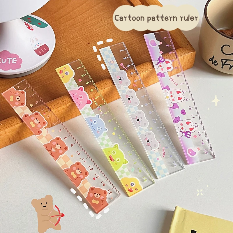 Cute Kawaii Study Time Cartoon Ruler Multifunction Diy Drawing Rulers For Kids Students Office School Stationery