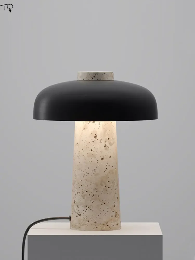 

Danish Designer Simple Wabi-sabi Mushroom Table Lamp LED Yellow Cave Stone Desk Lights Bedroom Bedside Living Room Coffee Table