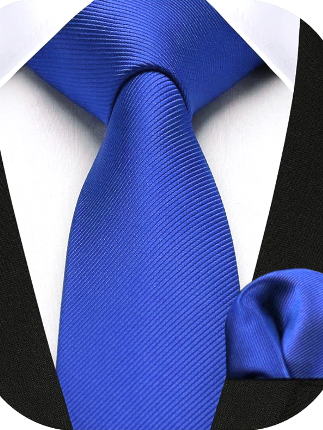 JEMYGINS Herren-Krawatte, schmal, einfarbig, 6 cm, Seidenkrawatte, Einstecktuch-Kombi-Set, geeignet für Herren, Geburtstagsgeschenke, Hochzeiten, Business – Detail 5